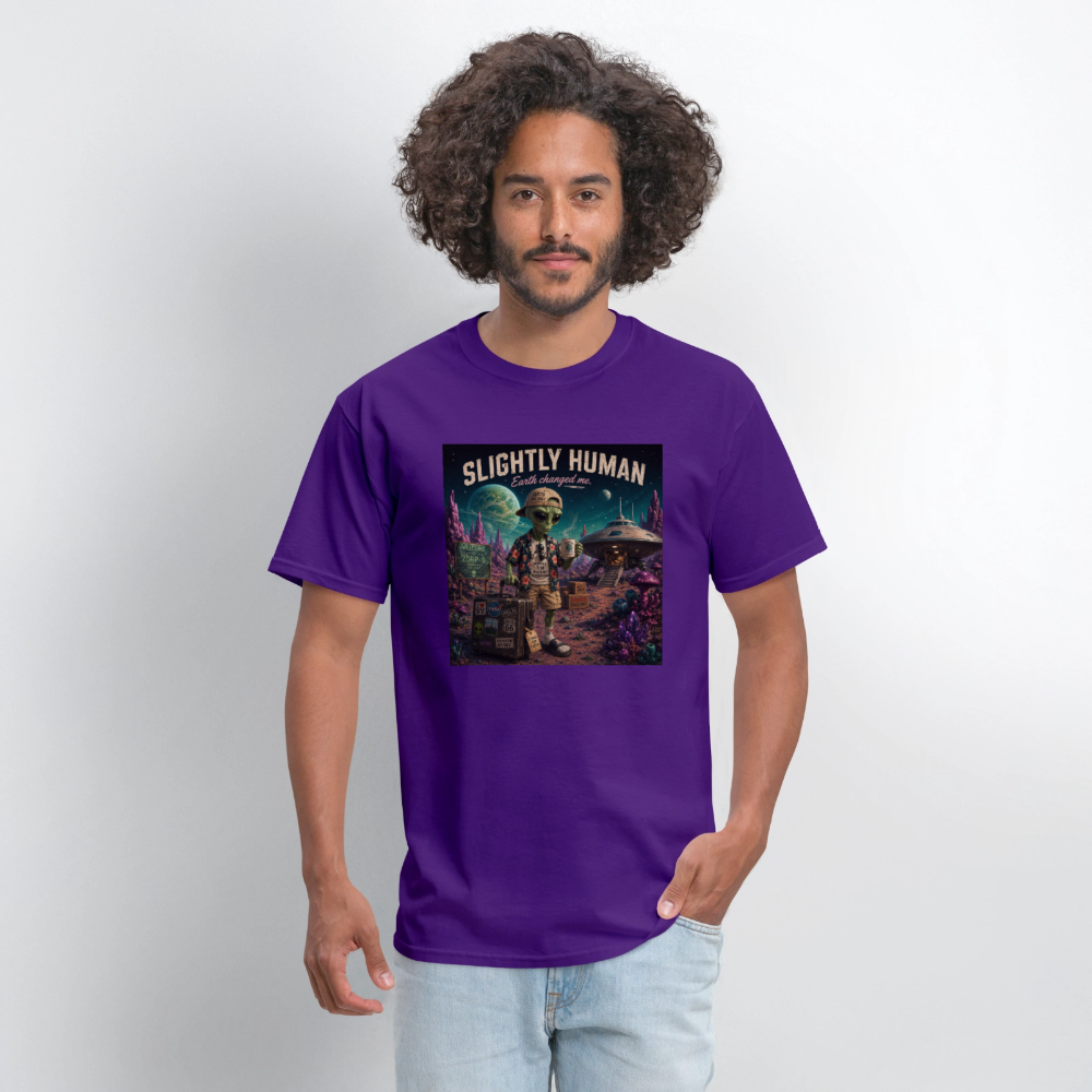 Slightly Human Earth Changed Me T-Shirt - purple
