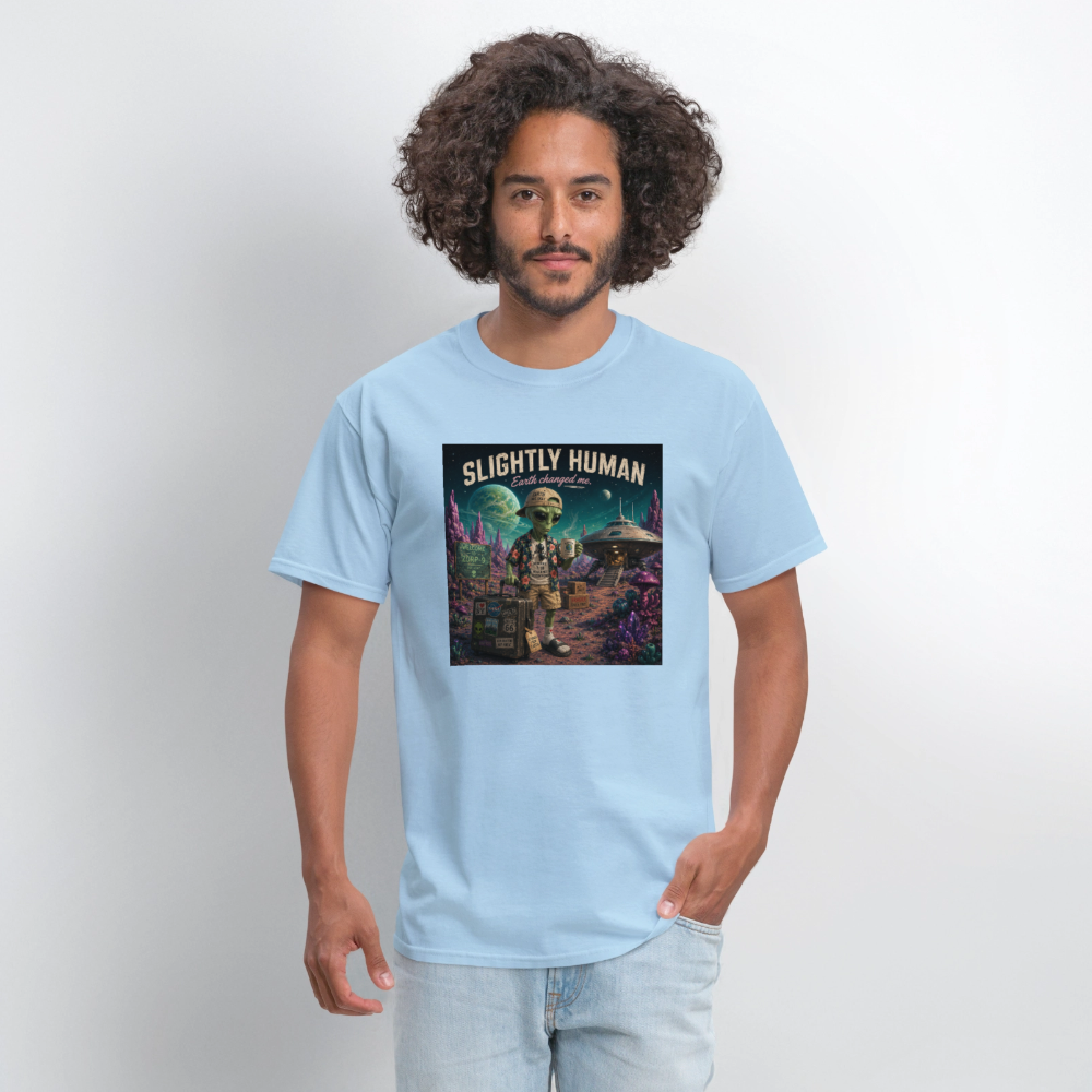 Slightly Human Earth Changed Me T-Shirt - powder blue