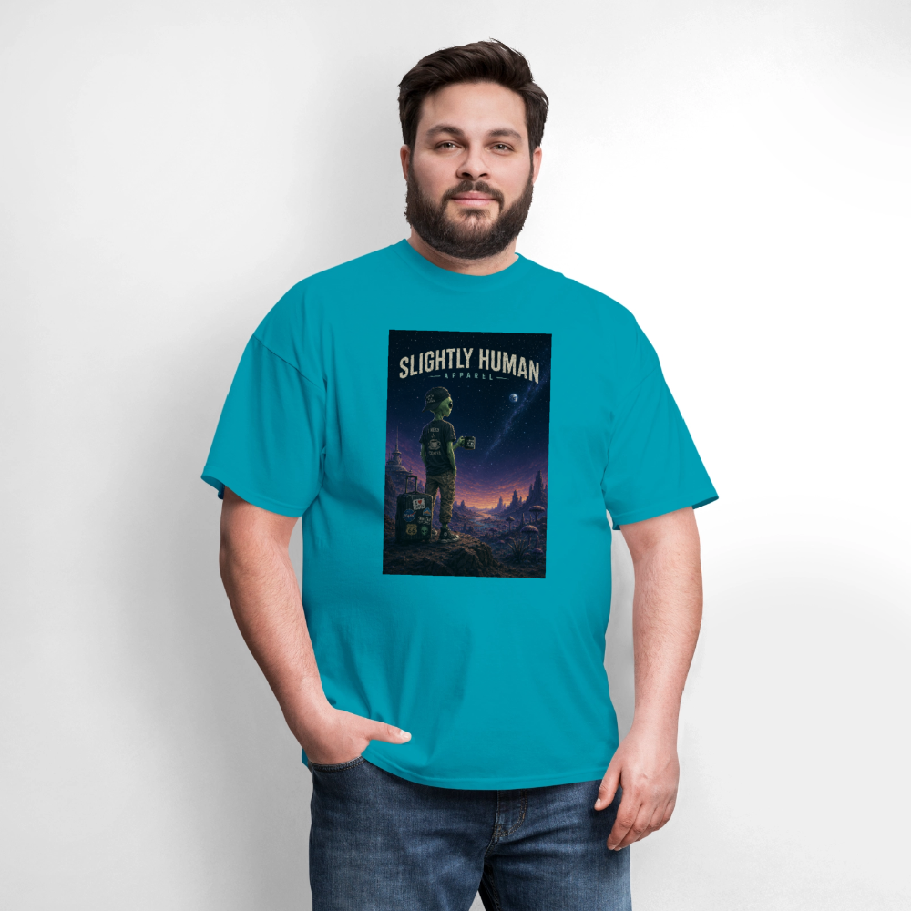 Slightly Human Home Planet T-Shirt - turquoise