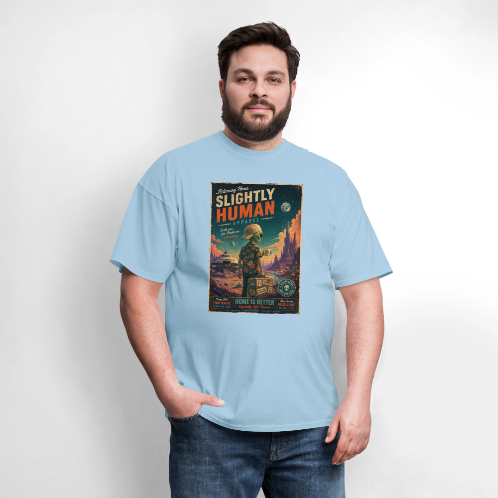 Slightly Human Home Is Better T-Shirt - powder blue