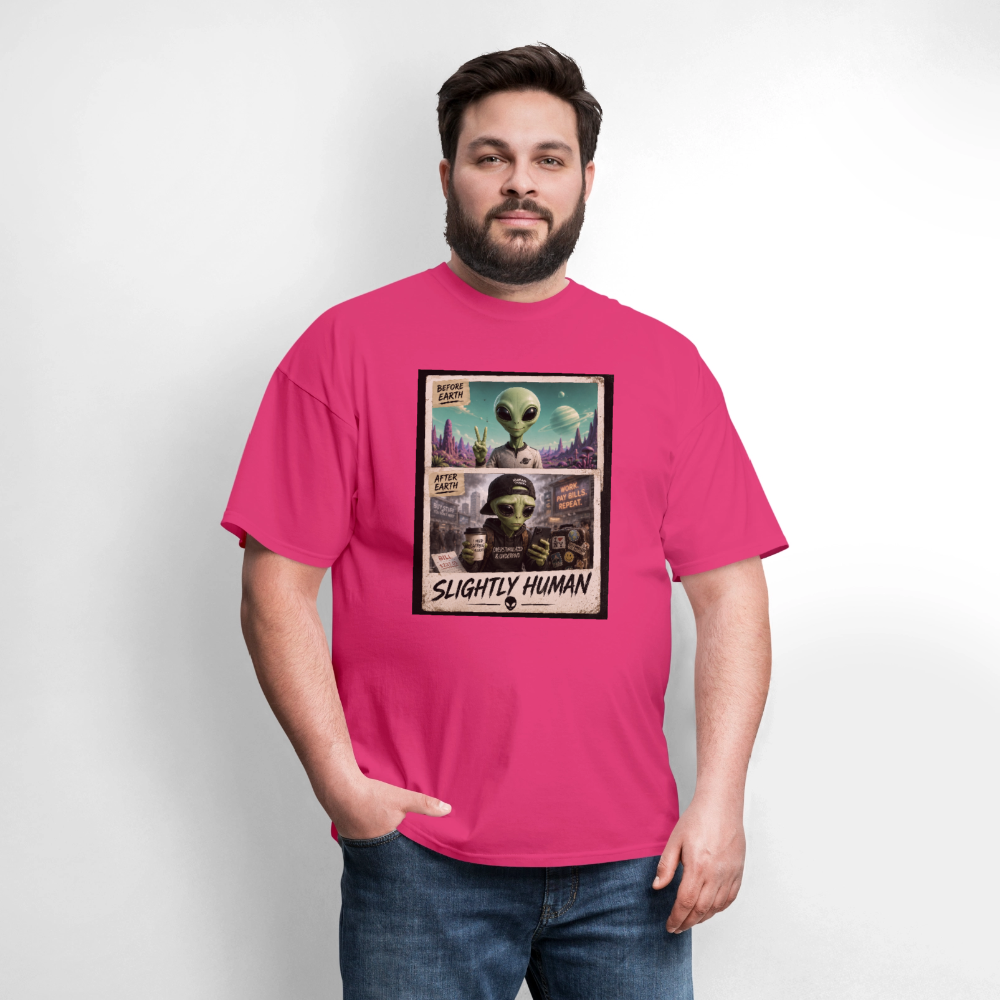 Slight Human Return To Earth T-Shirt - fuchsia