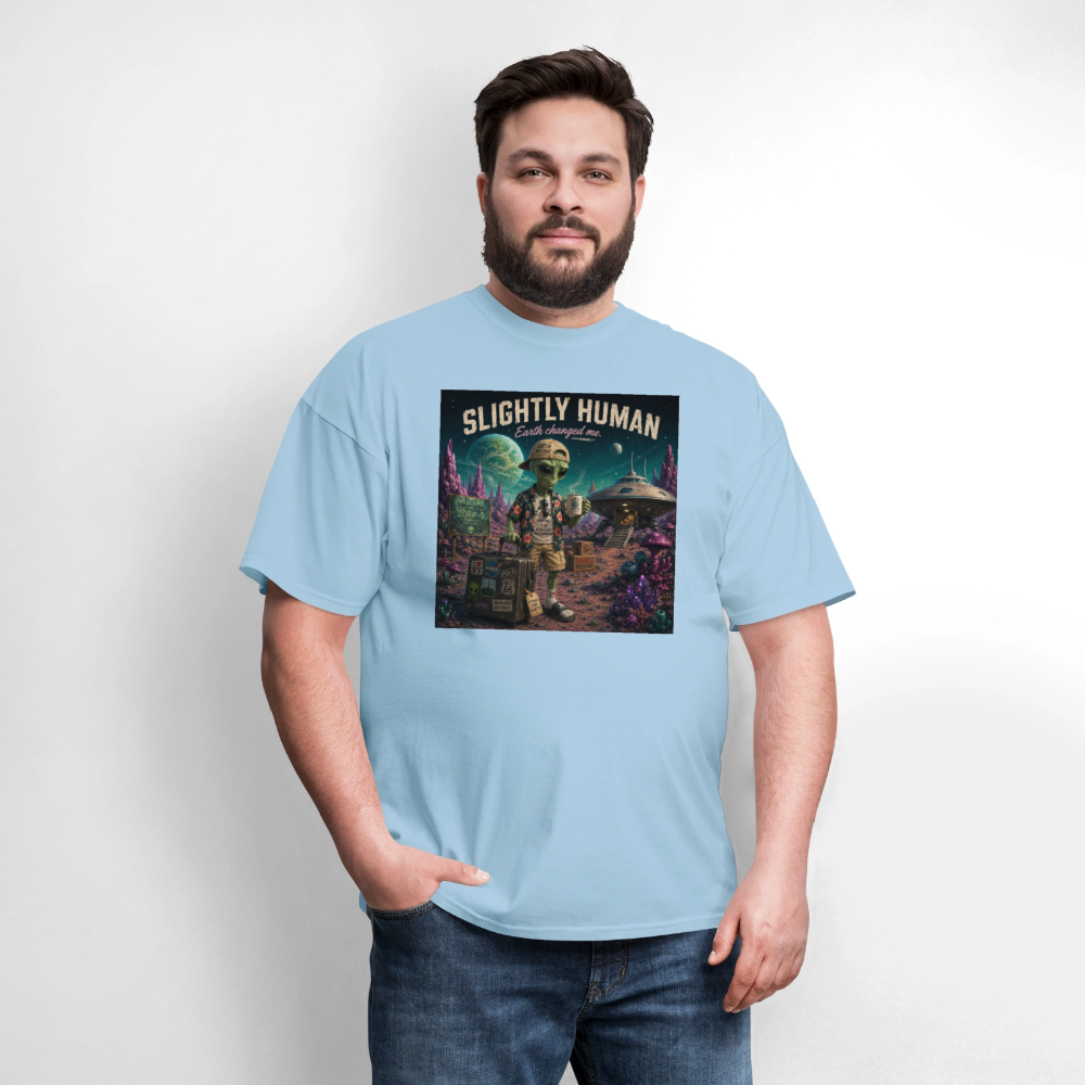 Slightly Human Earth Changed Me T-Shirt - powder blue