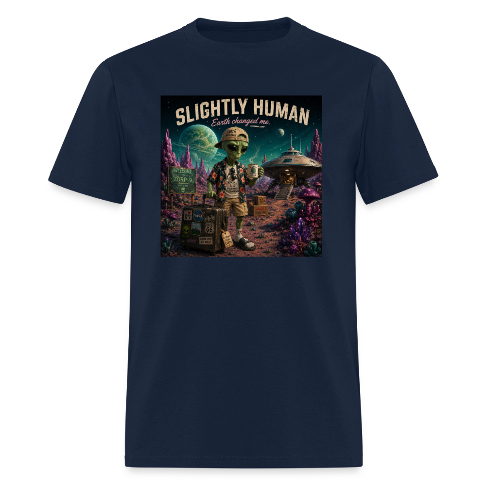 Slightly Human Earth Changed Me T-Shirt - navy