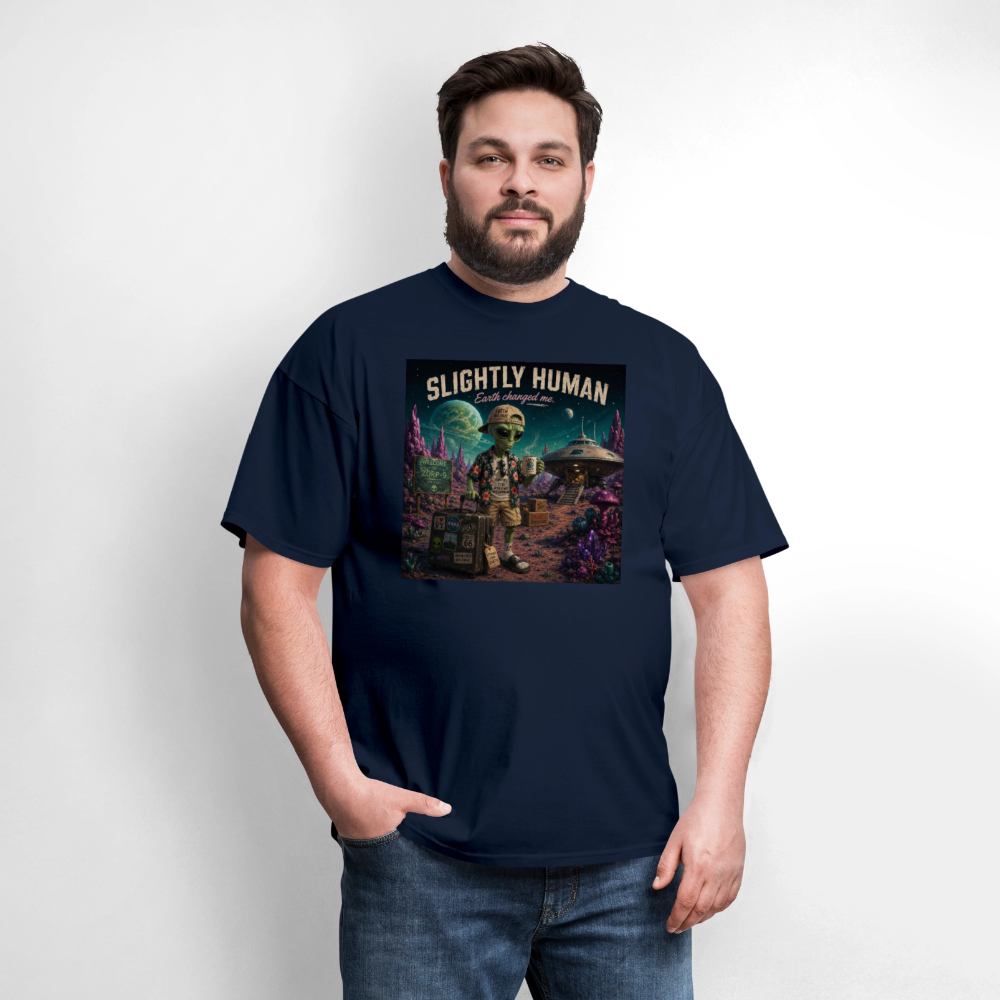 Slightly Human Earth Changed Me T-Shirt - navy