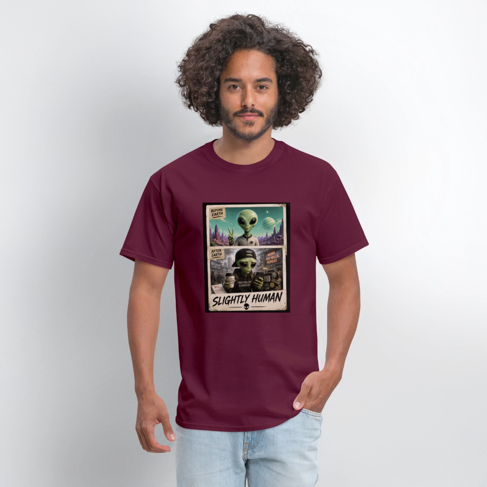 Slight Human Return To Earth T-Shirt - burgundy