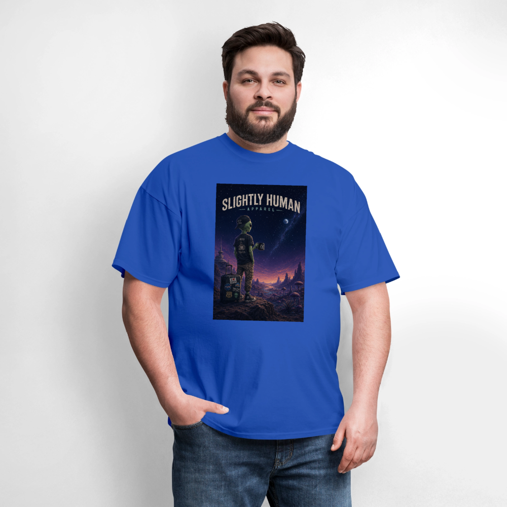 Slightly Human Home Planet T-Shirt - royal blue