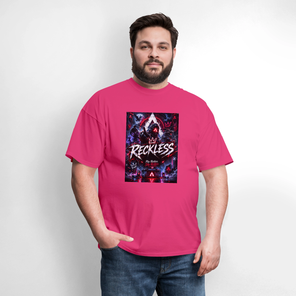 Reckless, Play Reckless, Stay Reckless Men's Tee - fuchsia