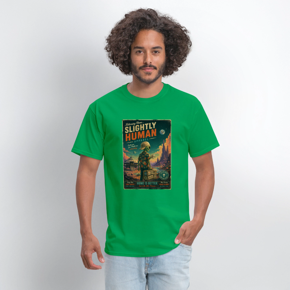 Slightly Human Home Is Better T-Shirt - bright green