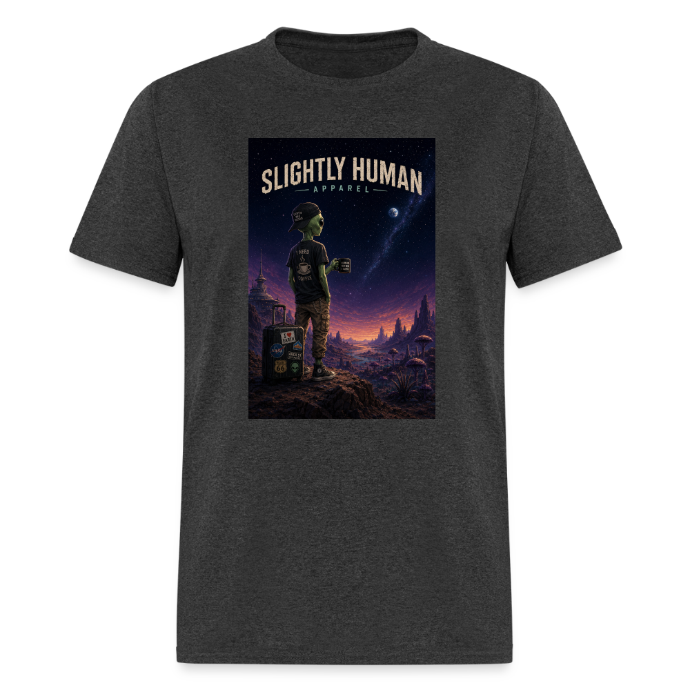 Slightly Human Home Planet T-Shirt - heather black