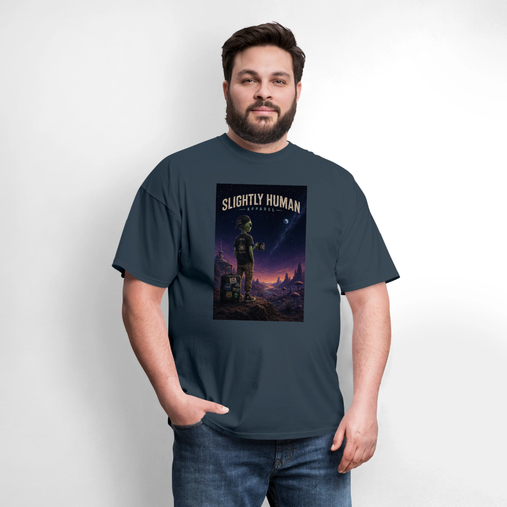 Slightly Human Home Planet T-Shirt -  blue dusk