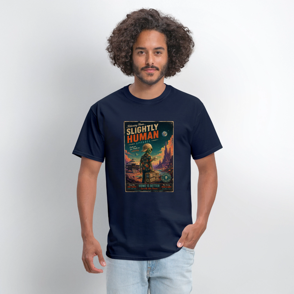 Slightly Human Home Is Better T-Shirt - navy