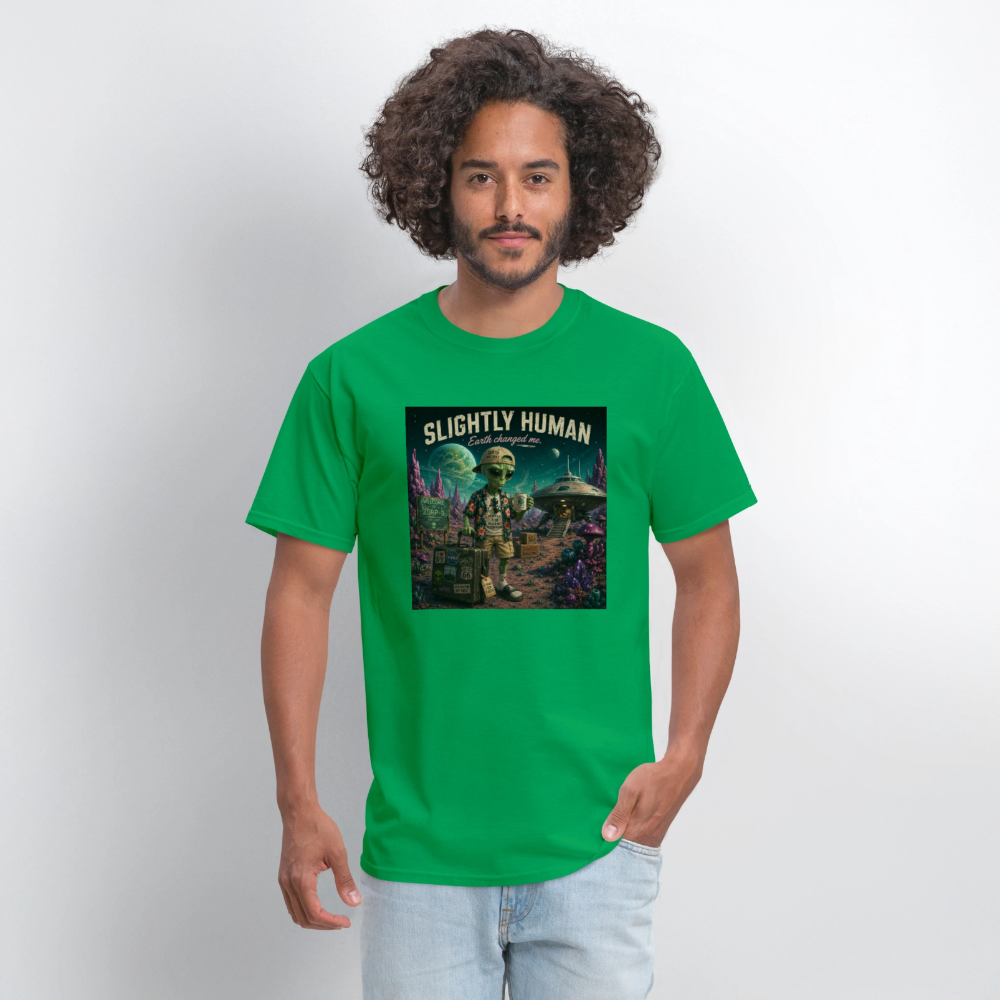 Slightly Human Earth Changed Me T-Shirt - bright green