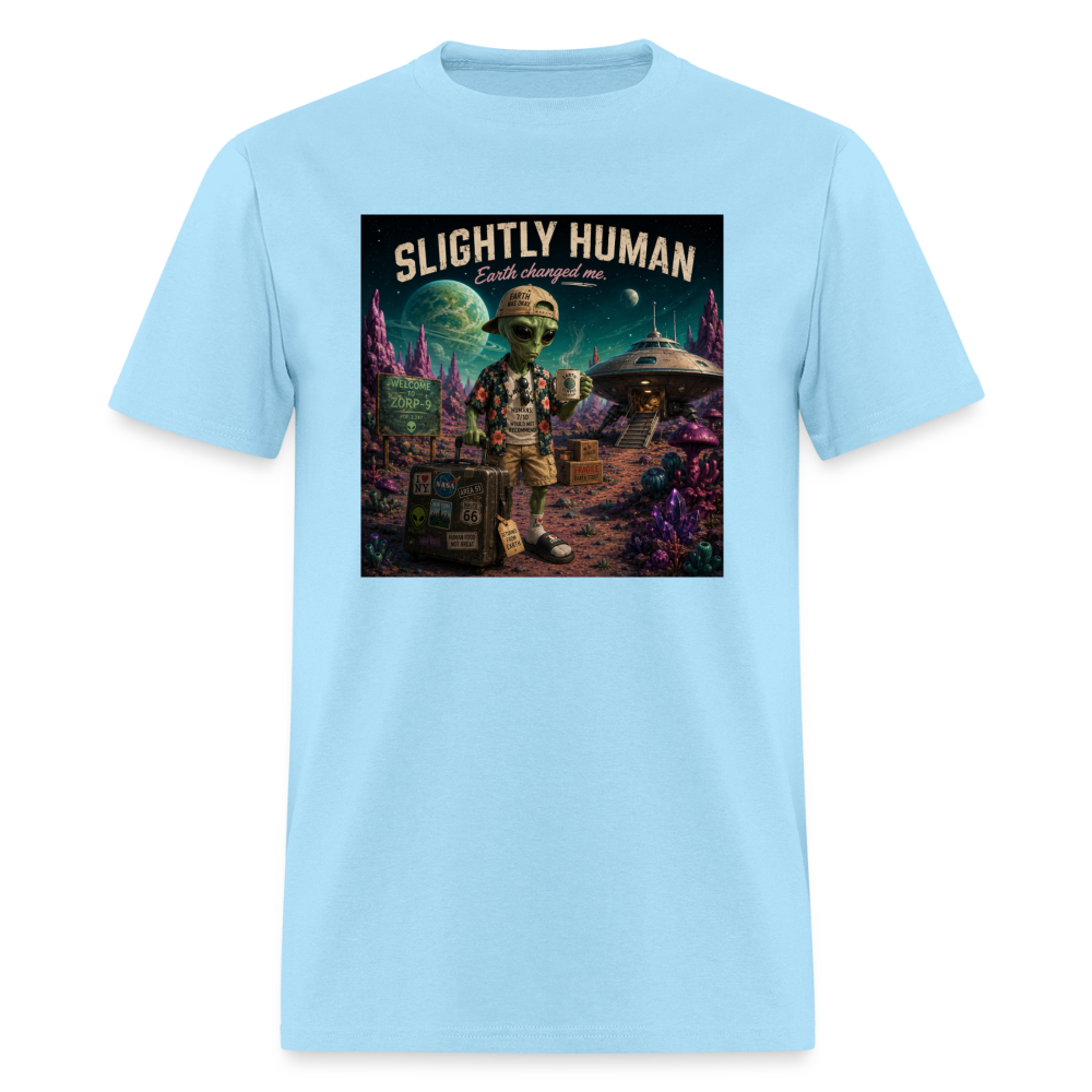 Slightly Human Earth Changed Me T-Shirt - powder blue