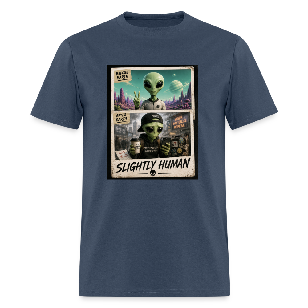 Slight Human Return To Earth T-Shirt -  blue dusk
