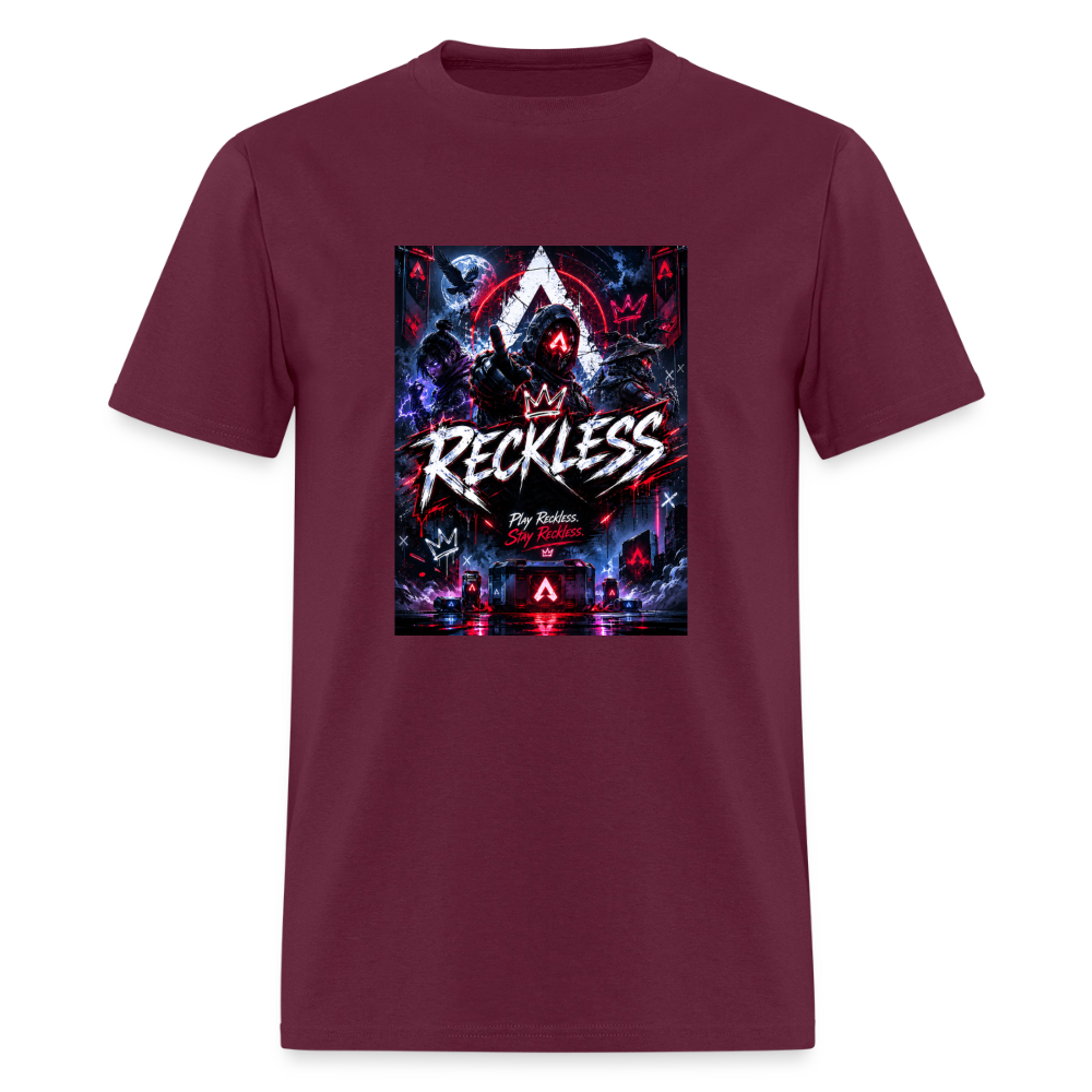 Reckless, Play Reckless, Stay Reckless Men's Tee - burgundy