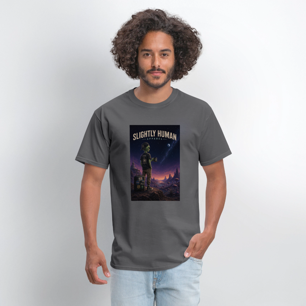 Slightly Human Home Planet T-Shirt - charcoal