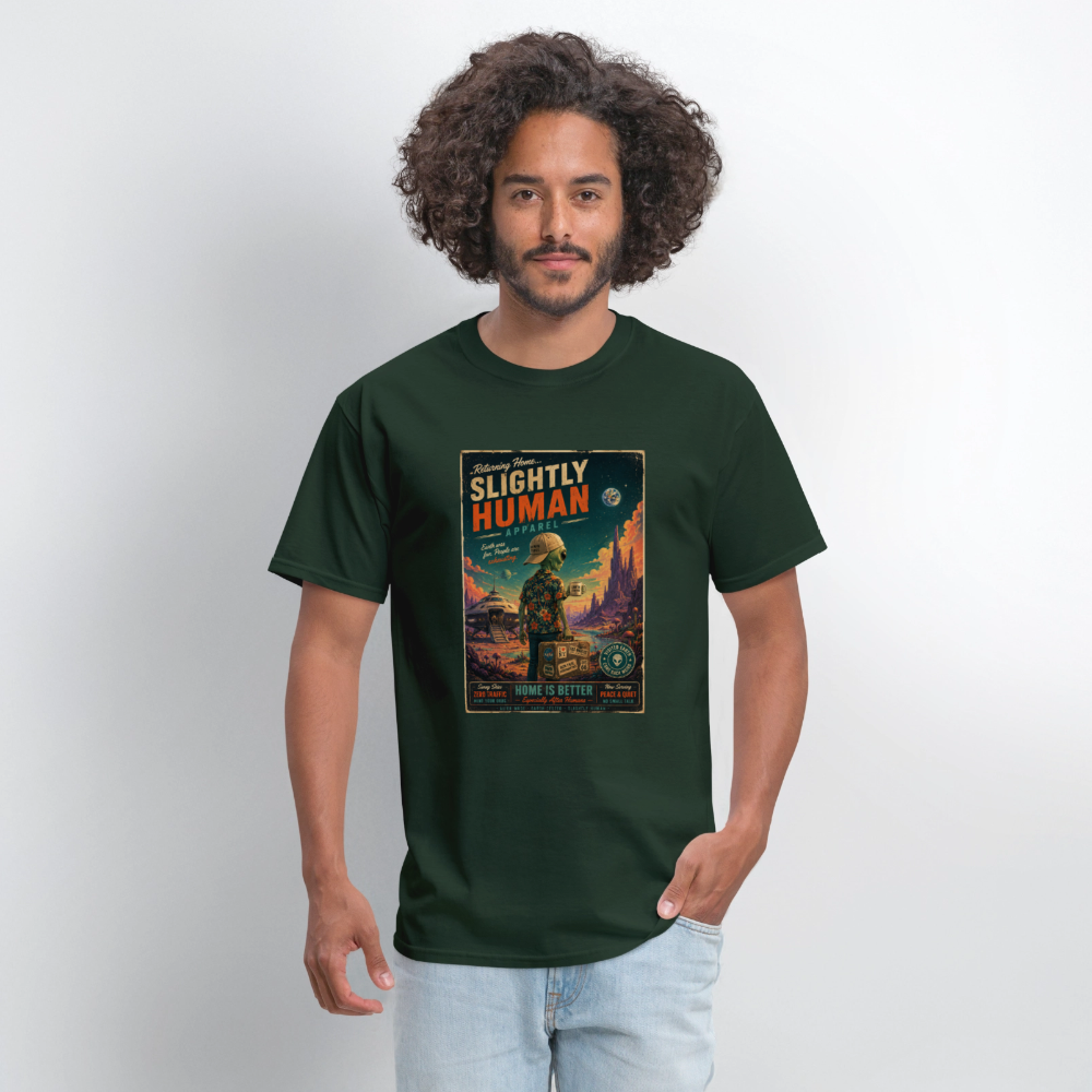 Slightly Human Home Is Better T-Shirt - forest green