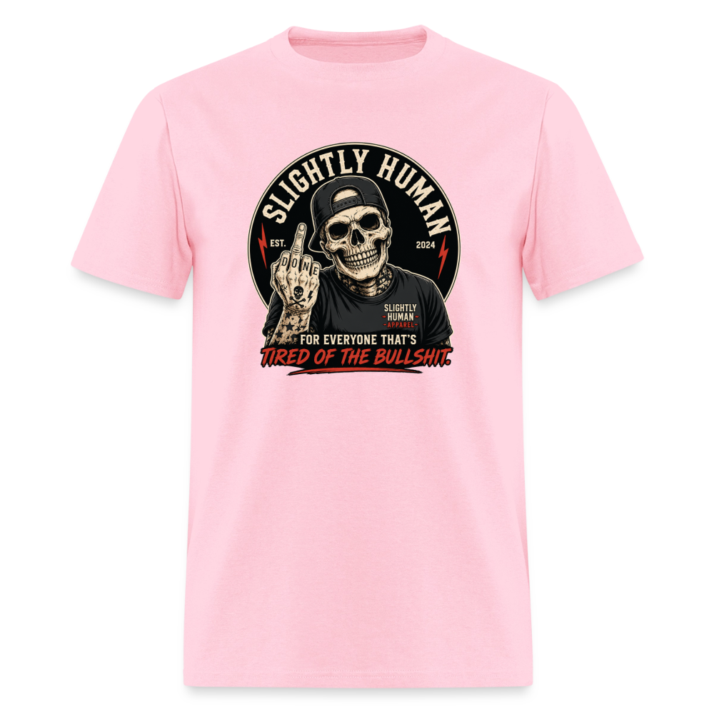 Slightly Human Brand Tee Middle Finger Skull - pink
