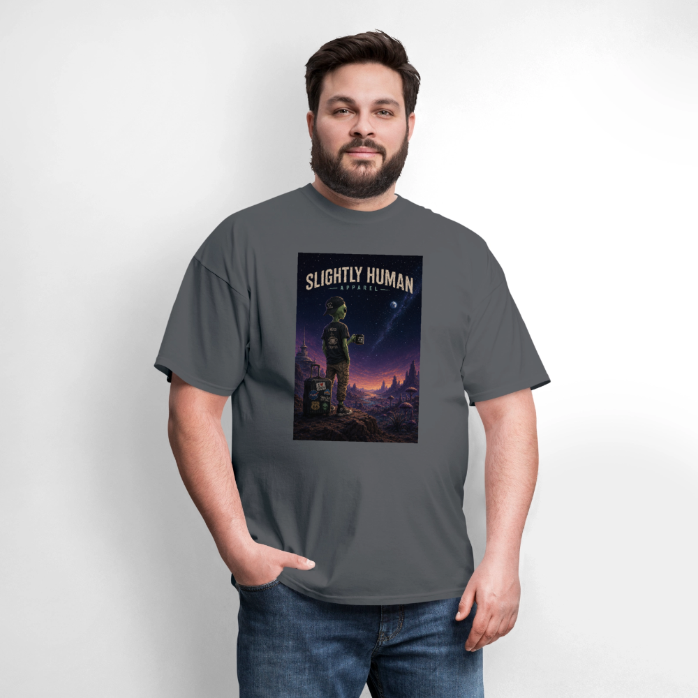 Slightly Human Home Planet T-Shirt - charcoal