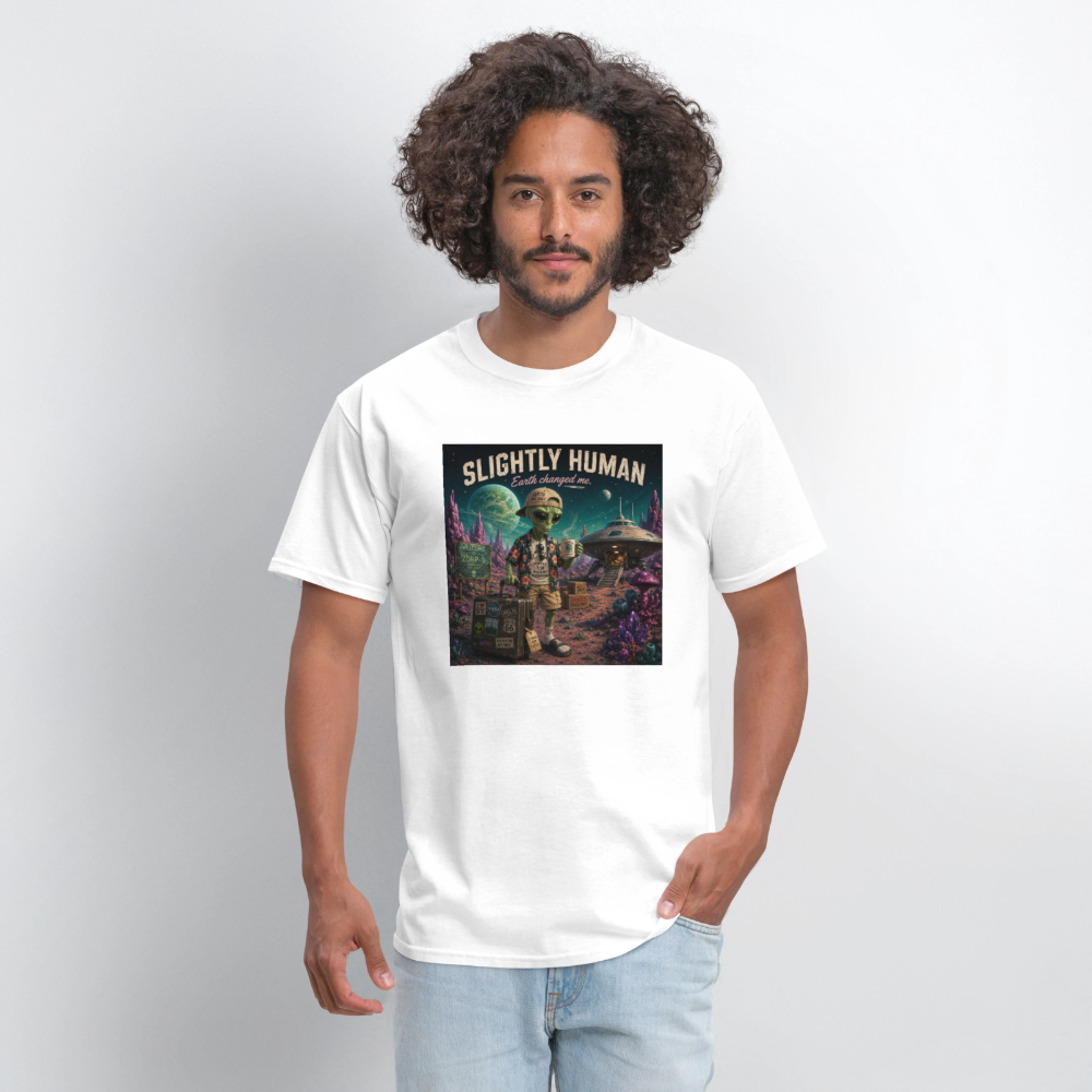 Slightly Human Earth Changed Me T-Shirt - white