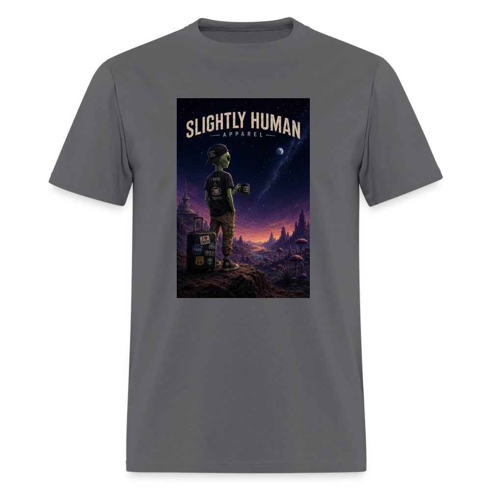 Slightly Human Home Planet T-Shirt - charcoal
