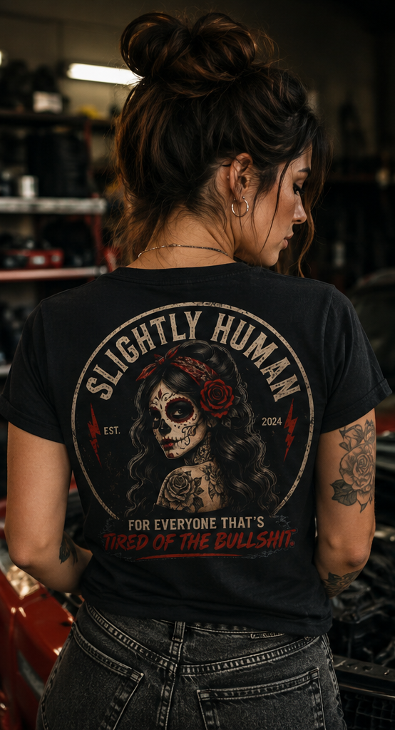 Slightly Human Skull T-Shirt — Ladies