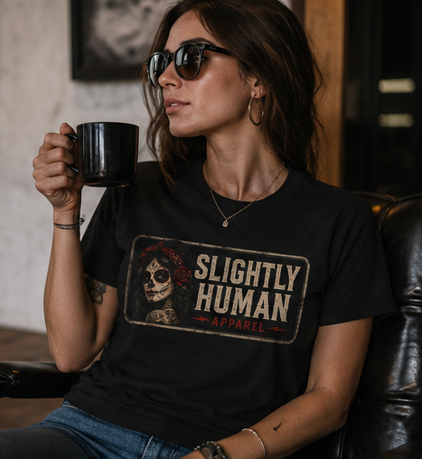 Slightly Human Skull T-Shirt — Ladies