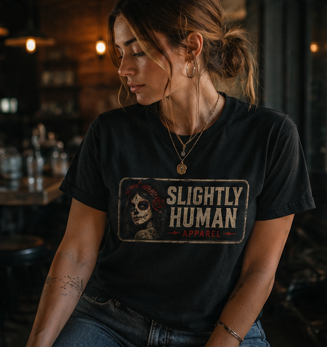 Slightly Human Skull T-Shirt — Ladies