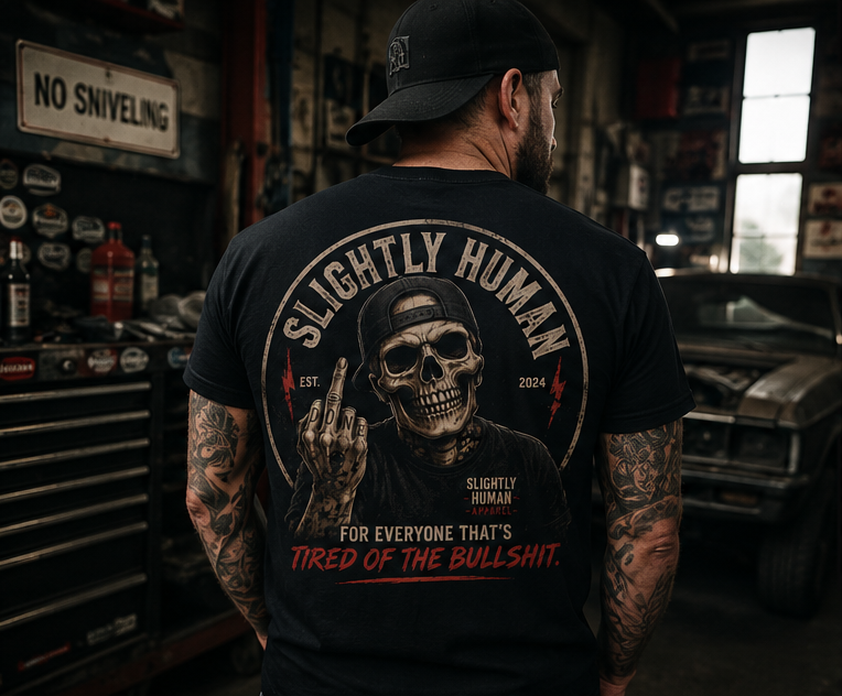 Slighty Human Apparel Skull T-Shirt, Mens