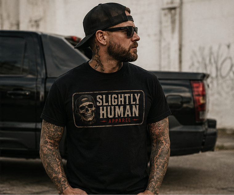 Slighty Human Apparel Skull T-Shirt, Mens