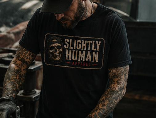 Slighty Human Apparel Skull T-Shirt, Mens
