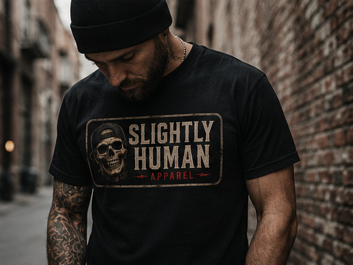 Slighty Human Apparel Skull T-Shirt, Mens