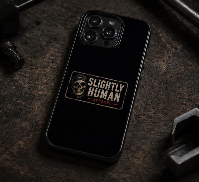 Slightly Human Skull Tough Phone Case — Protective iPhone Cover with Vintage Logo
