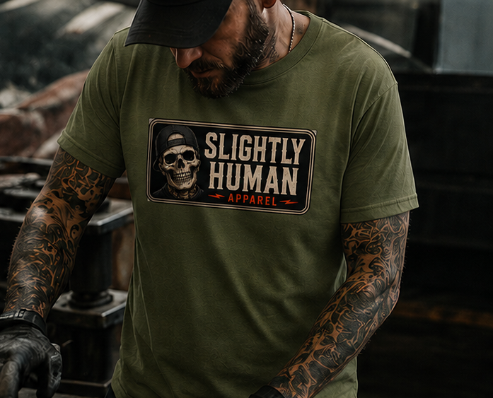 Slighty Human Apparel Skull T-Shirt, Mens