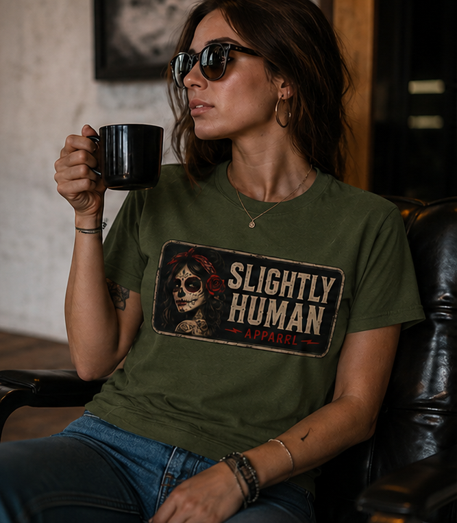 Slightly Human Skull T-Shirt — Ladies