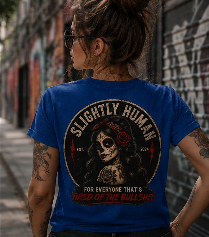 Slightly Human Skull T-Shirt — Ladies