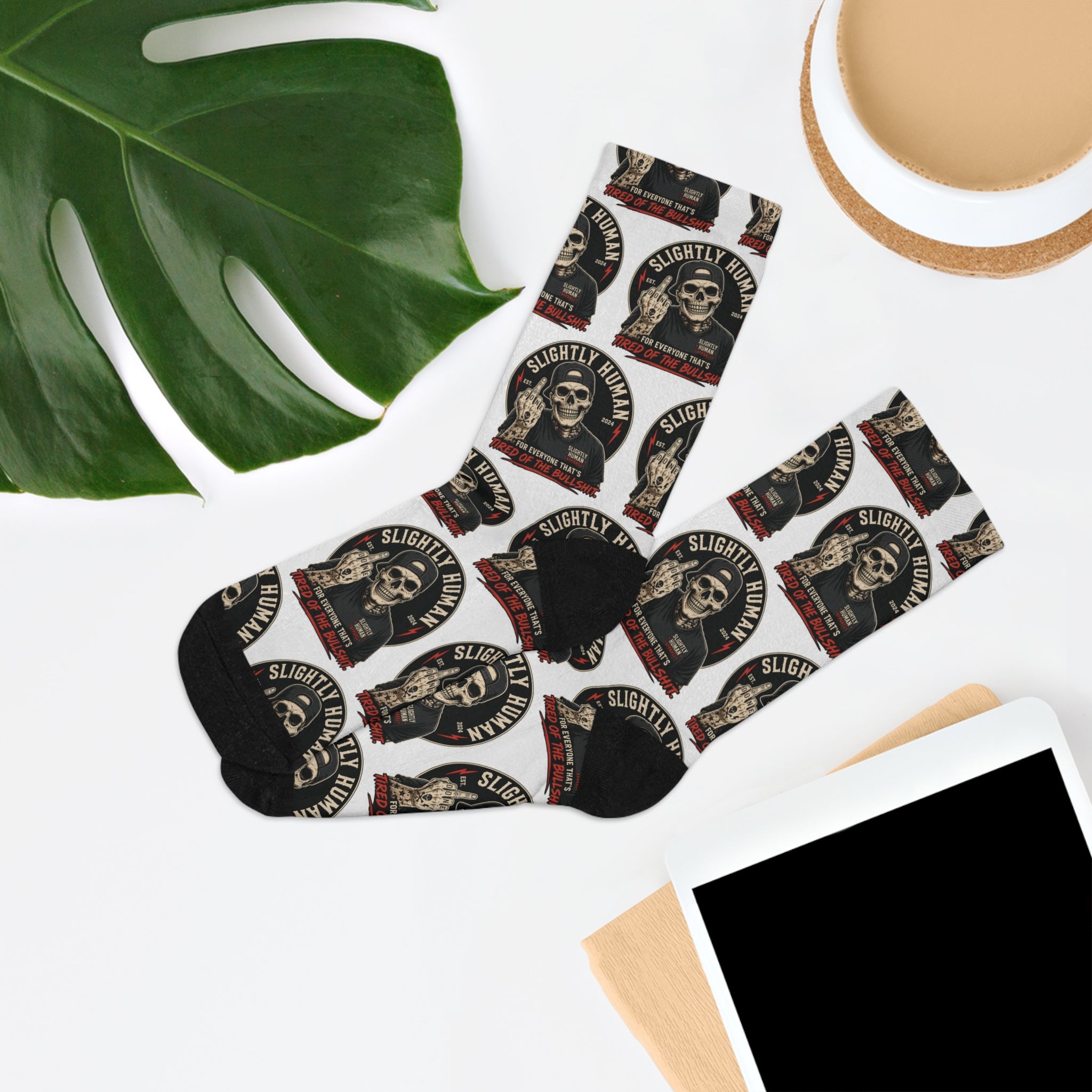 Slightly Human Graphic Crew Socks