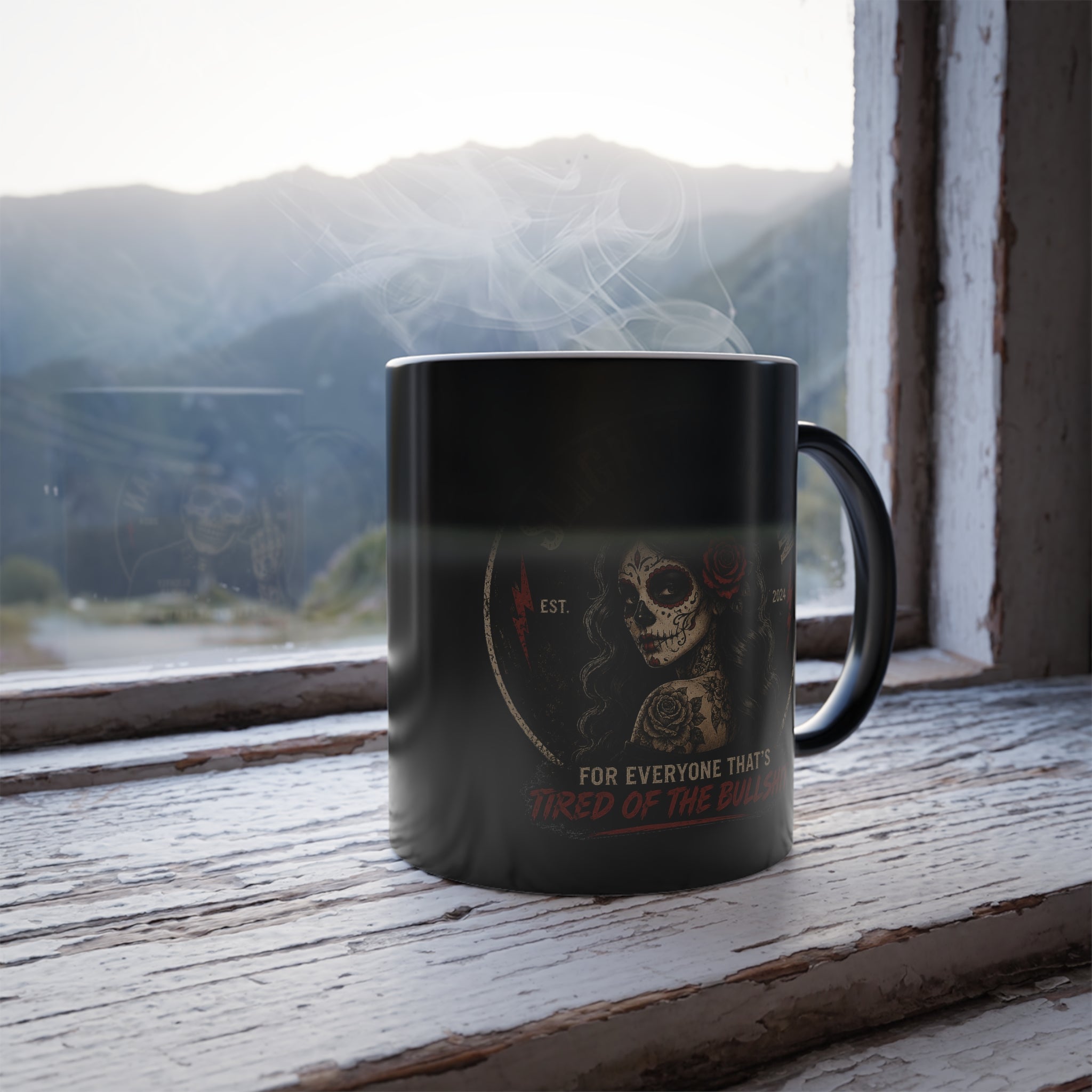 Slightly Human & Sugar Skull Color Morphing Mug 11oz Heat Reveal