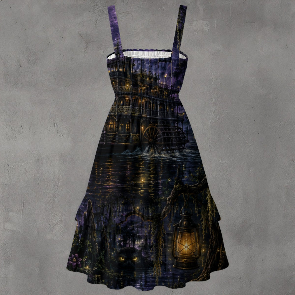 Haunted Louisiana Bayou - Ruffle Hem Dress