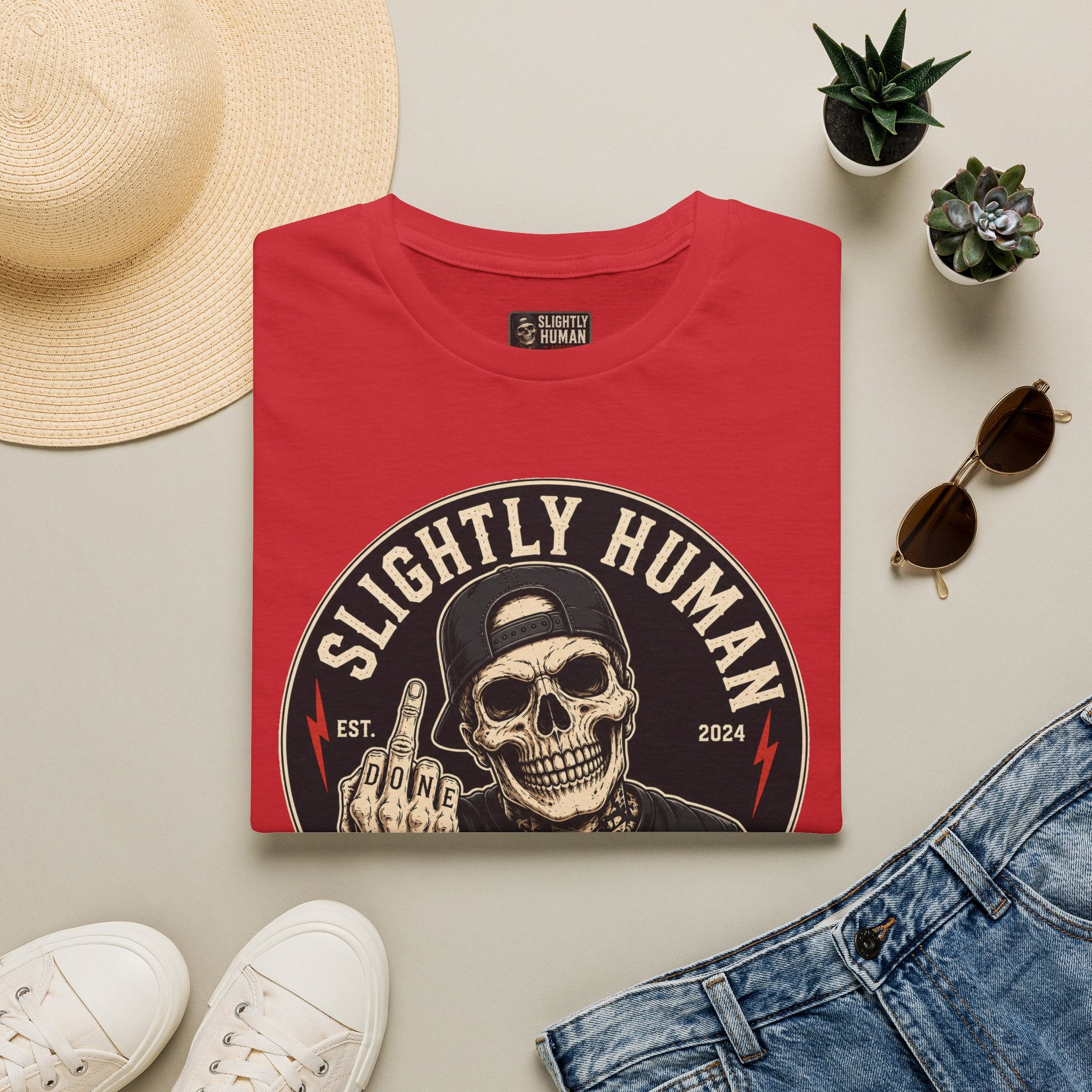 Slighty Human Apparel Skull T-Shirt, Mens