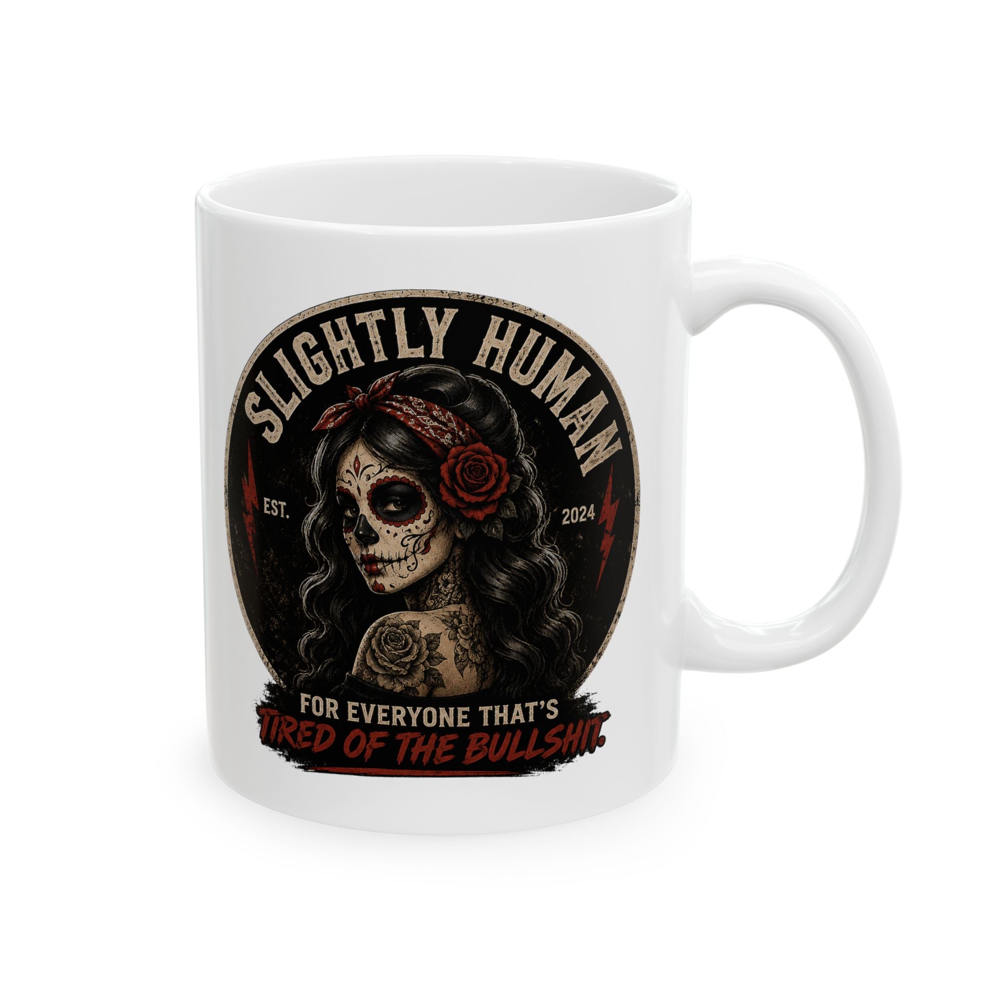 Coffee Mug — 'Slight' Skull Biker Logo Ceramic Coffee Mug (11oz & 15oz)