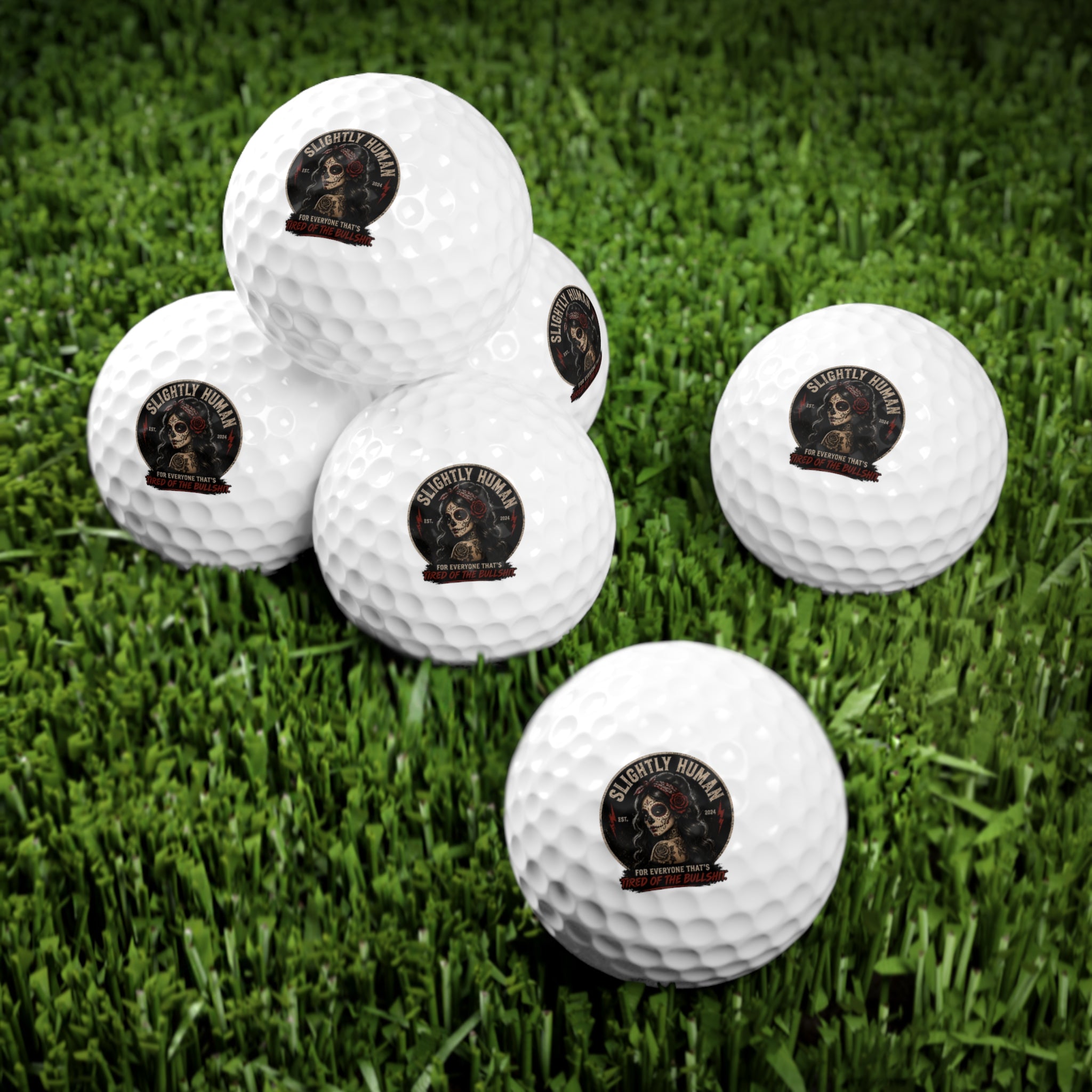 Slightly Human Sugar Skull Golf Balls, 6pcs