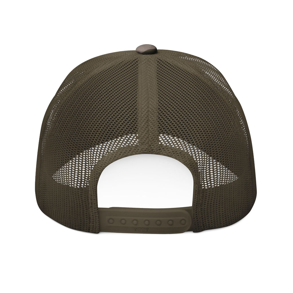 Camo Trucker Hat — Embroidered “Slightly Human” Patch