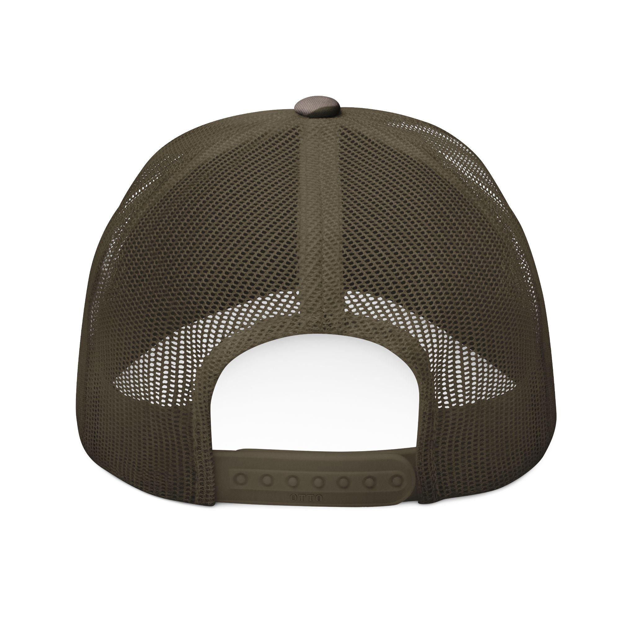 Camo Trucker Hat — Embroidered “Slightly Human” Patch