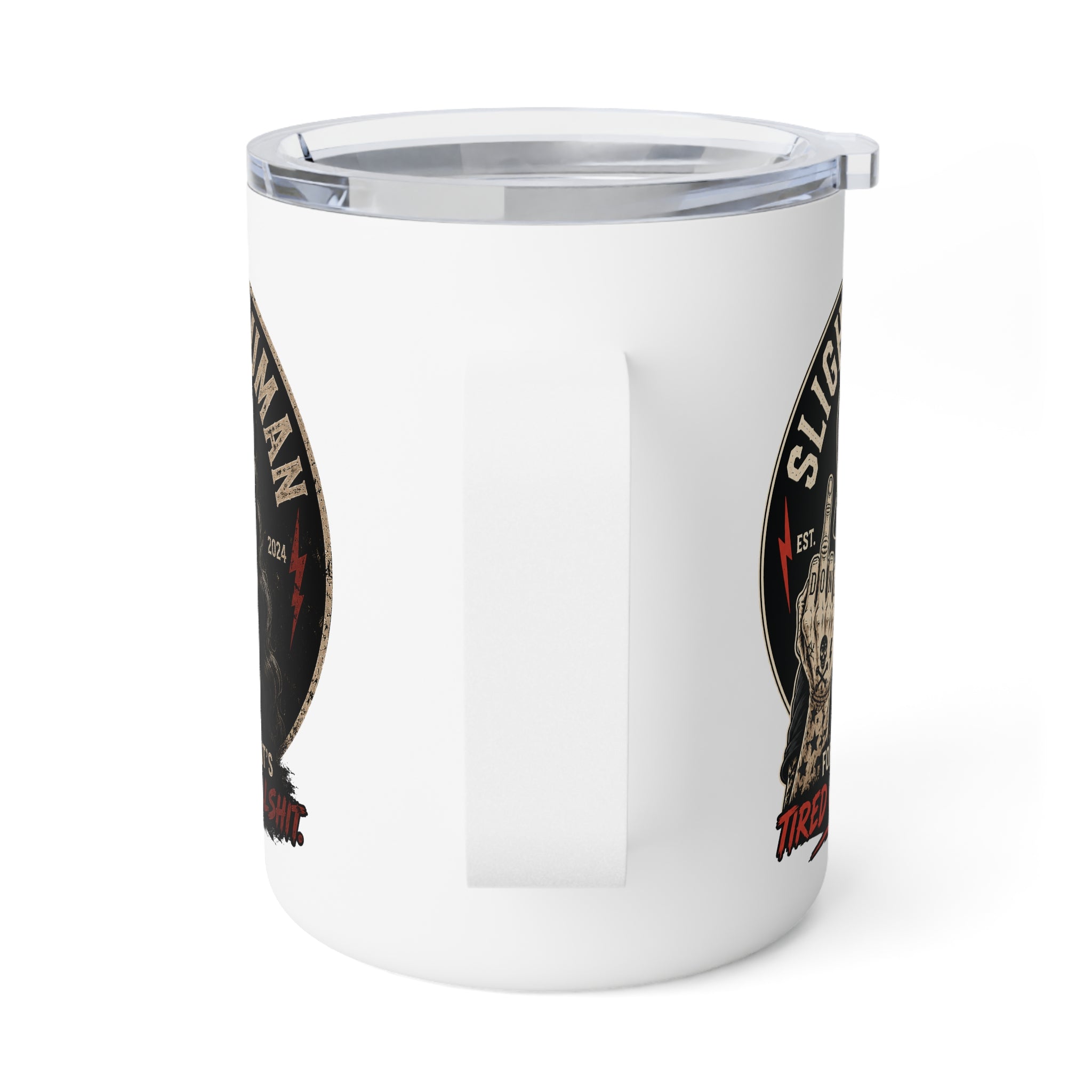 Insulated Mug — “Slightly Human” Skull Coffee Tumbler (10oz)