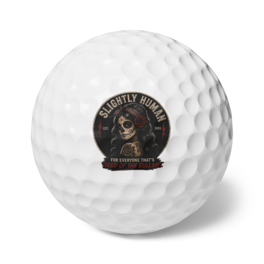 Slightly Human Sugar Skull Golf Balls, 6pcs