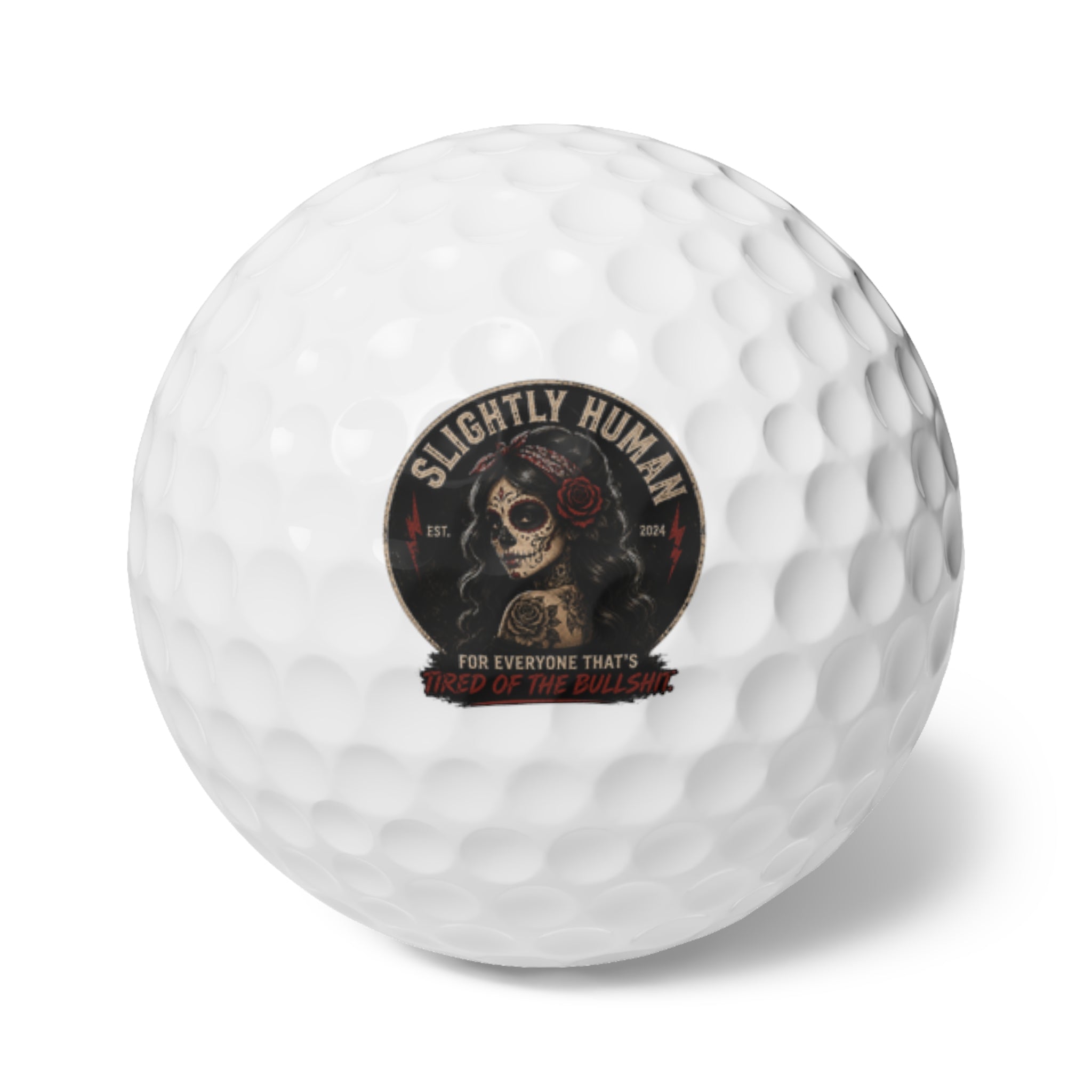 Slightly Human Sugar Skull Golf Balls, 6pcs