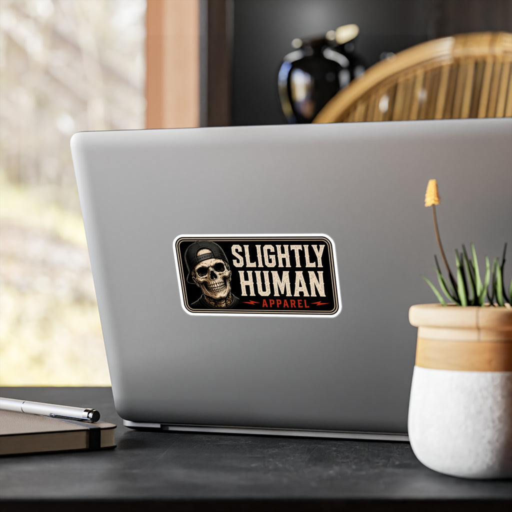 Slightly Human Vinyl Decal — Skull Logo Kiss-Cut Sticker