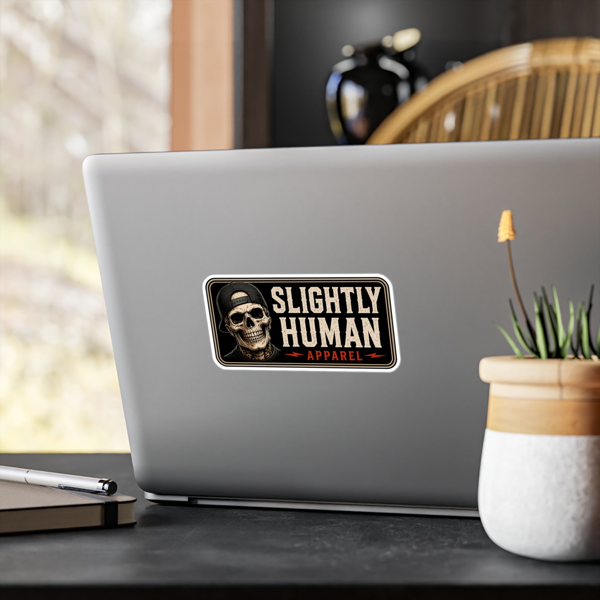 Slightly Human Vinyl Decal — Skull Logo Kiss-Cut Sticker