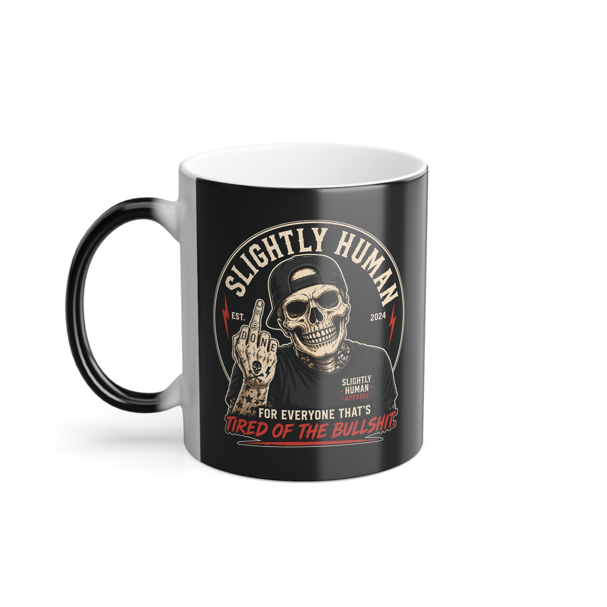 Color-Morphing Mug — Vintage Skull Witch 'Sleigh Man' 11oz Heat Reveal